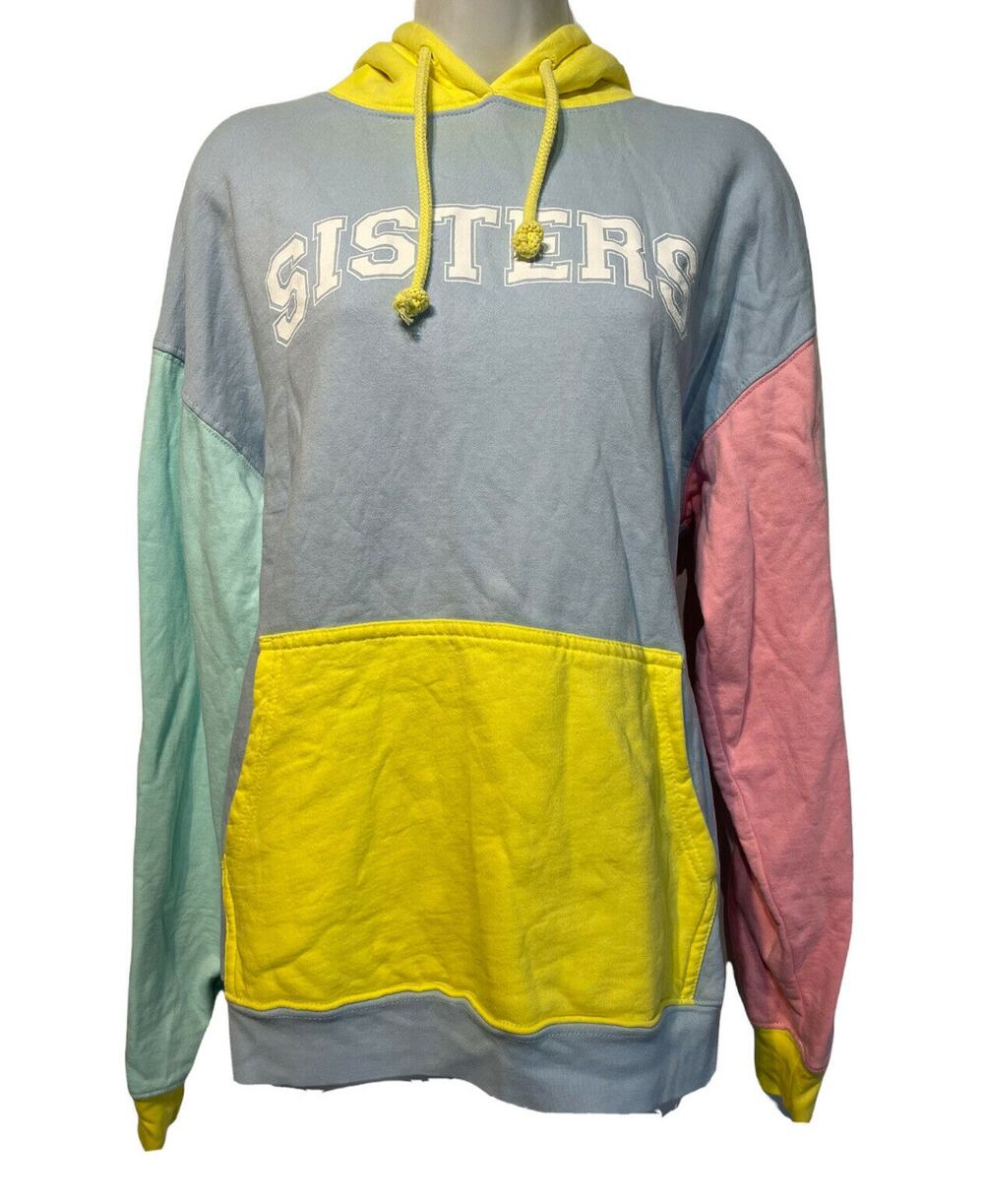 Sisters By Safety Pin Pastel Colorblock Hoodie Sweatshirt Women’s Size M